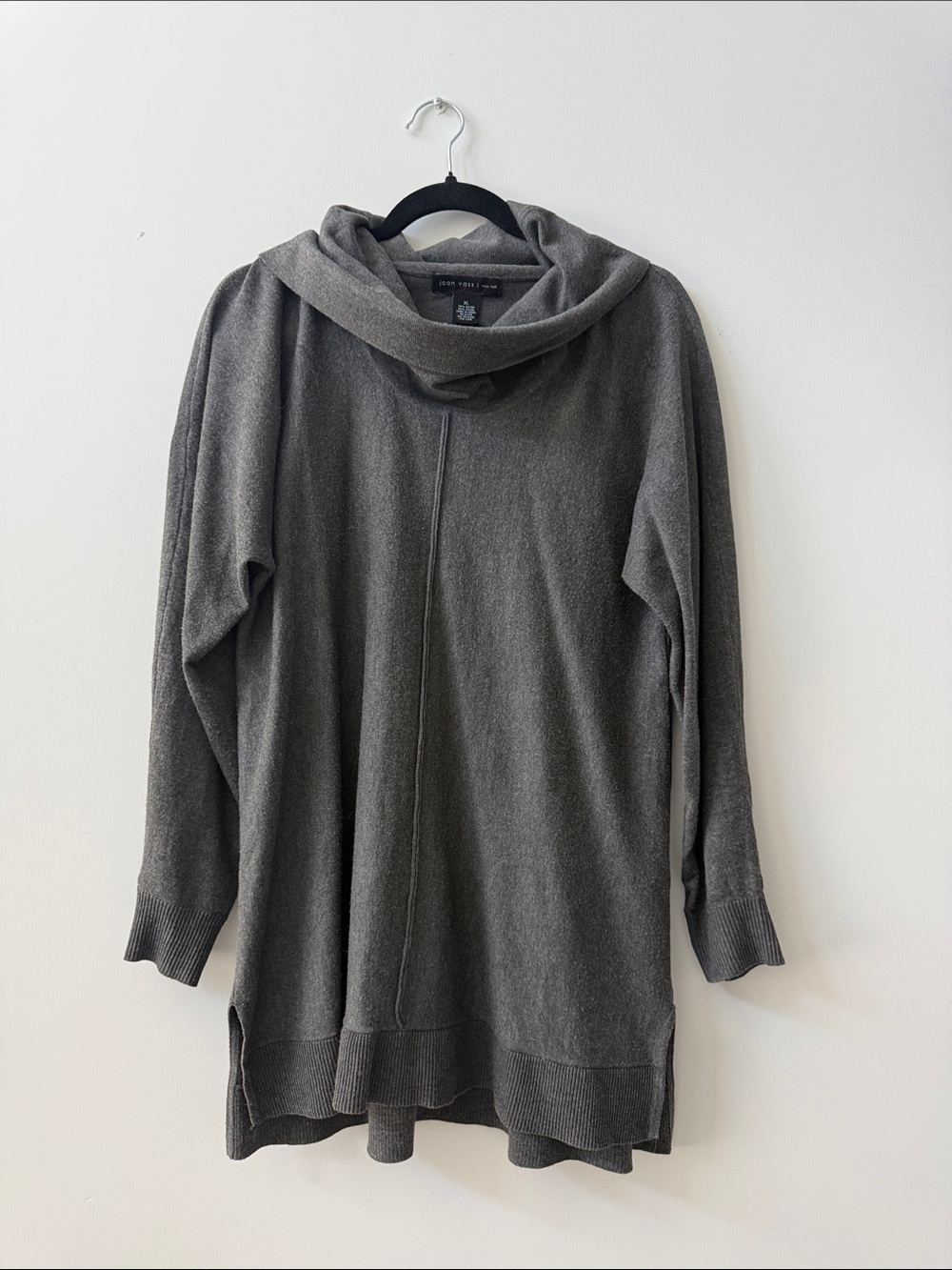 Joan Vass Charcoal Gray Knit Hoodie